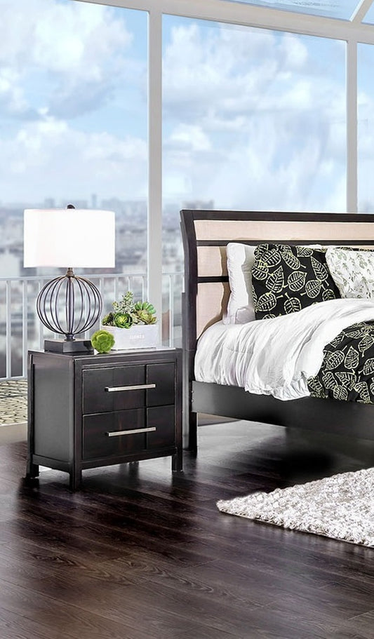 Stravelle Side Table – Espresso Transitional Nightstand with Clean Lines