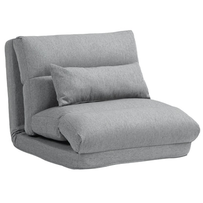 Fleva Fold Chair – Convertible Floor Sofa with 6-Position Backrest & Pillow (Gray)