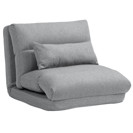 Fleva Fold Chair – Convertible Floor Sofa with 6-Position Backrest & Pillow (Gray)