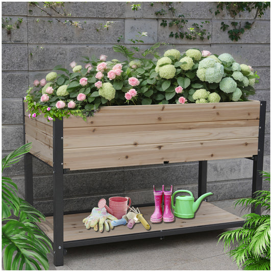 Vexa Planter – 45" Ironwood Raised Bed with Legs and Shelf Rack