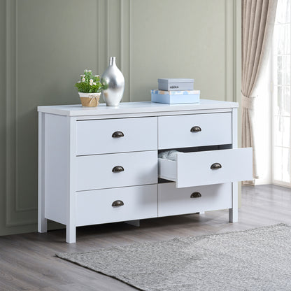 Safari WhiteFlow Dresser – 6-Drawer Storage Console with Interlock Glides and Pre-Fit Rails