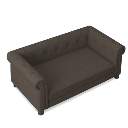 Kova Linen Pet Sofa – Dark Brown Elevated Bed for Small & Medium Dogs with Modern Frame - JUSTLIVE NESTJUSTLIVE NEST