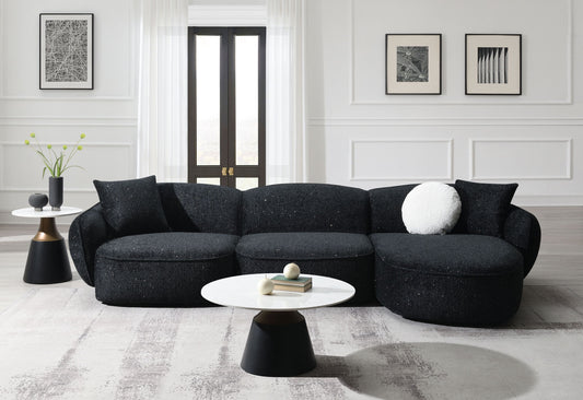 3-Piece Black & White Lounge – Glam Comfort Sofa with Accent Pillows