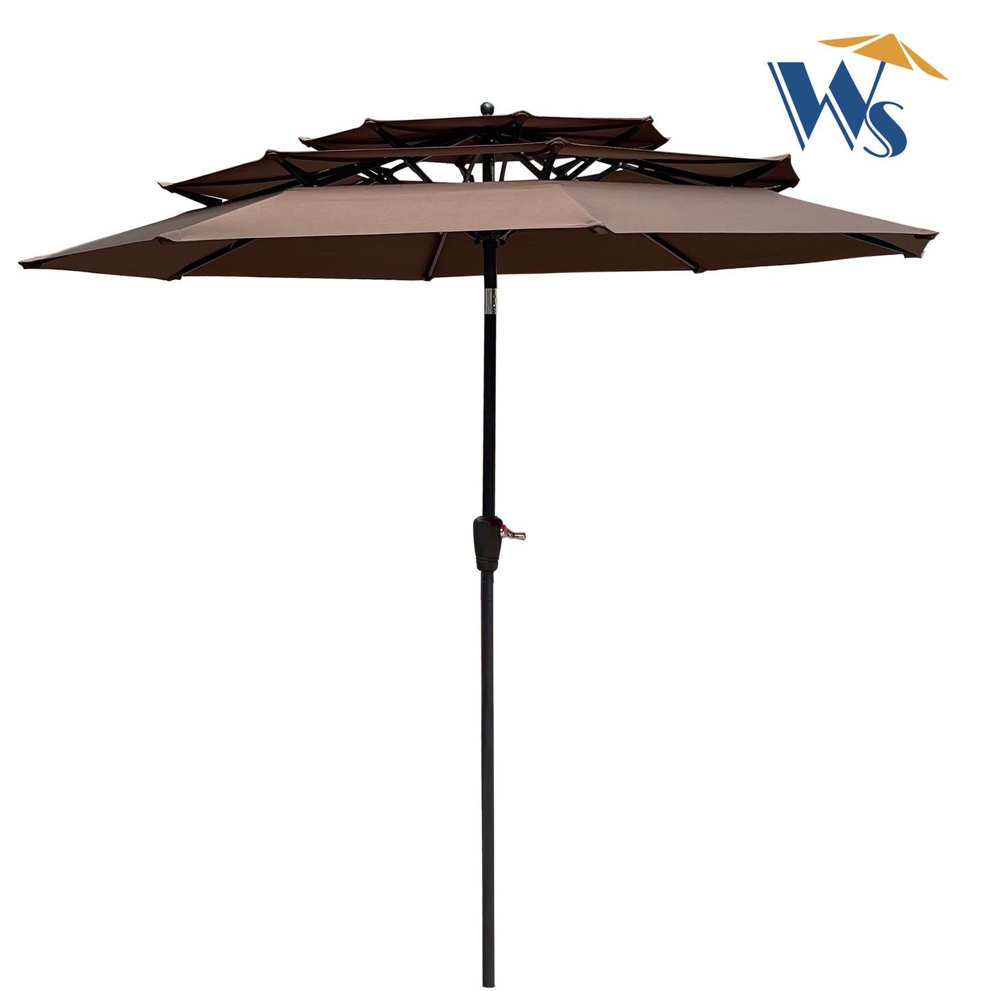 Solair 9' Triple - Tier Umbrella – Outdoor Crank Shade with Tilt & Wind Vents - JUSTLIVE NESTJUSTLIVE NEST