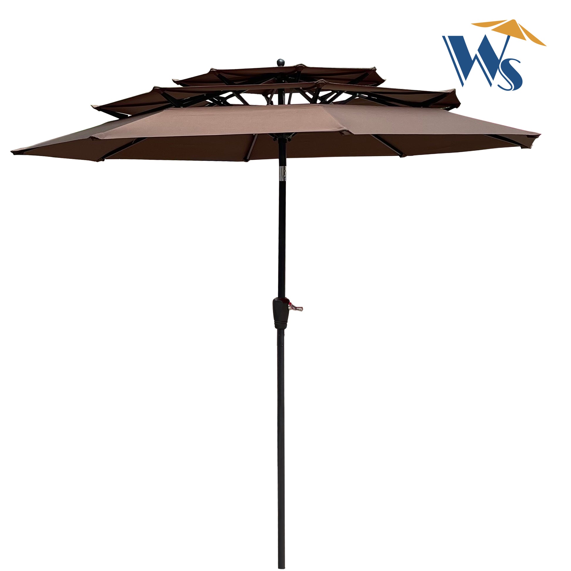 Solair 9' Triple - Tier Umbrella – Outdoor Crank Shade with Tilt & Wind Vents - JUSTLIVE NESTJUSTLIVE NEST