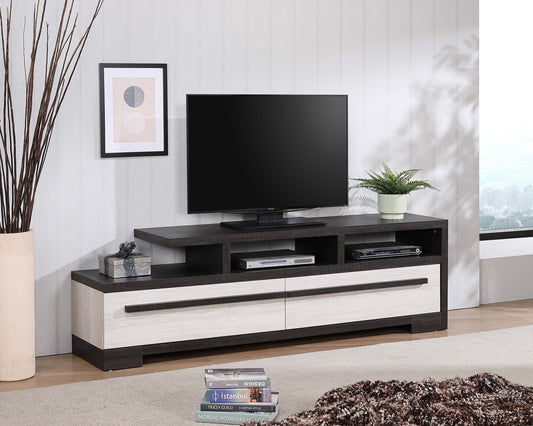 Charklin Console – Chalk Ebony TV Stand with 2 Drawers + Shelf