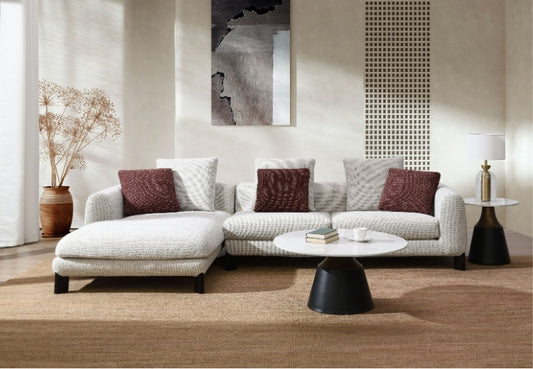 Maroon & Beige Luxe Lounge – Dual-Tone Plush Sofa with Accent Pillows