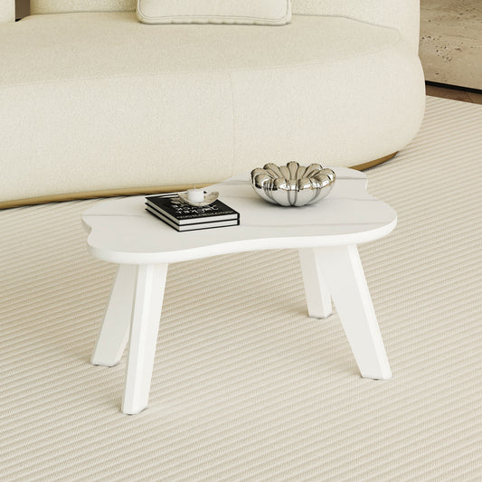 Cloudesse Dining Table – White FauxMarble Top with Cloudform Wood Legs
