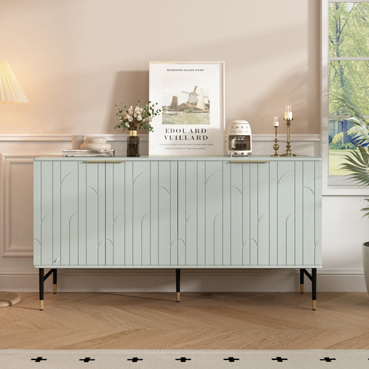 Créma Sideboard – 4-Door Gray Modern Cabinet for Entryway or Dining Room