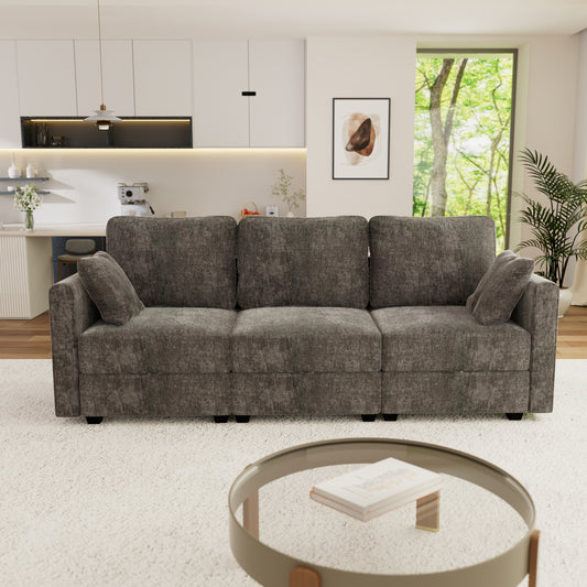 NestEdge ‘CozyNest” 3-Seater Modular Sofa – Storm Grey + Storage