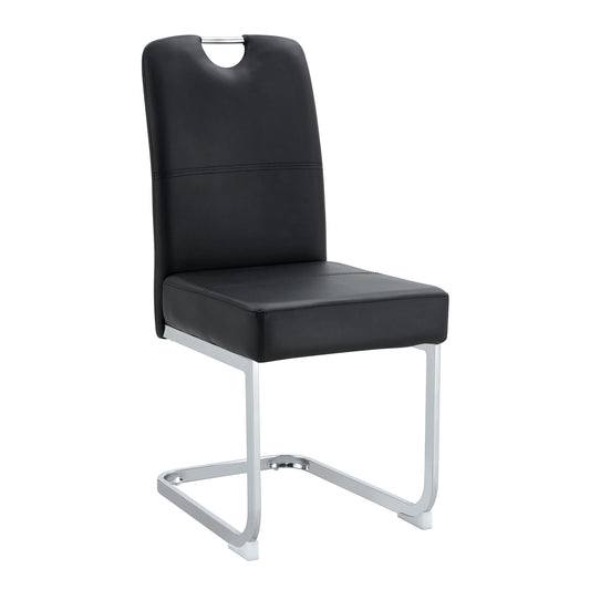 Zelto Dining Chair Set – 4 Black PU Seats with Spring Cushion and Ergonomic Shape