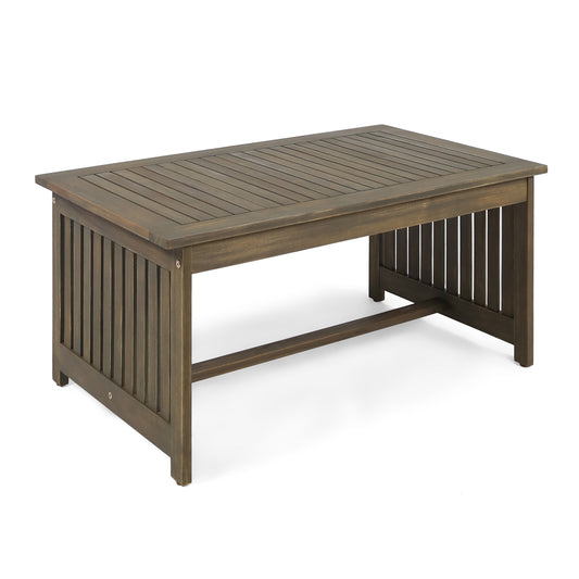 Grano Acacia Coffee Table – Rectangular Patio Table in Soft Grey Woodgrain