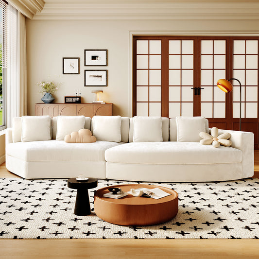 JUSTLIVE NEST® Yvarra Modular Curve Sofa – Pure Foam 4-Seater Set with 5 Cushions, Chenille Jacquard Upholstery (115.7")