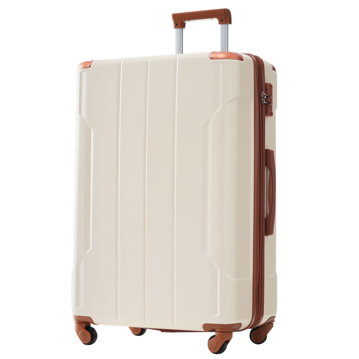 Jetera 6 - Piece Hardshell Luggage Set – White & Brown Expandable Suitcases with Spinner Wheels & TSA Lock - JUSTLIVE NESTJUSTLIVE NEST