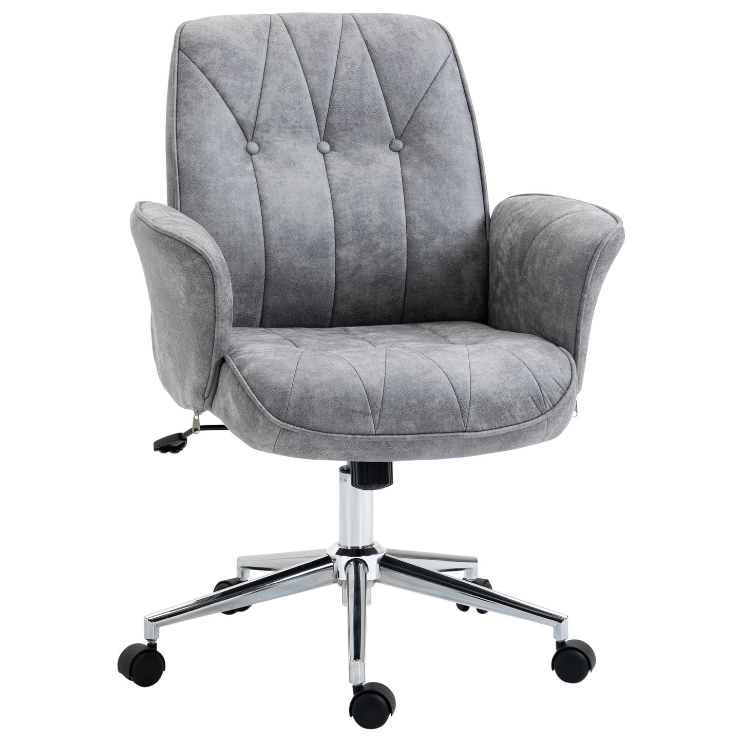 Vinsetto Tufted Chair – Light Gray Microfiber Home Office Chair with Tilt and Wheels