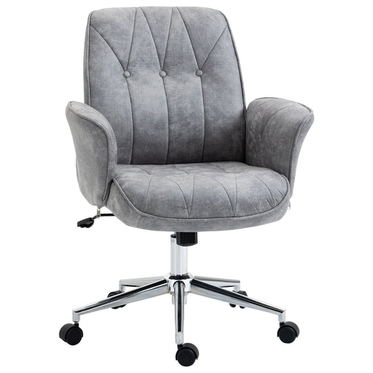 Vinsetto Tufted Chair – Light Gray Microfiber Home Office Chair with Tilt and Wheels