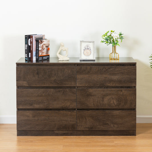 Stradyn Cabinet – 6-Drawer Dark Gray Dresser with Multi-Zone Storage