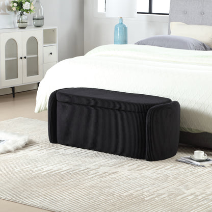 Elvar Bench – Black Upholstered Storage Seat for Bedroom & Entryway