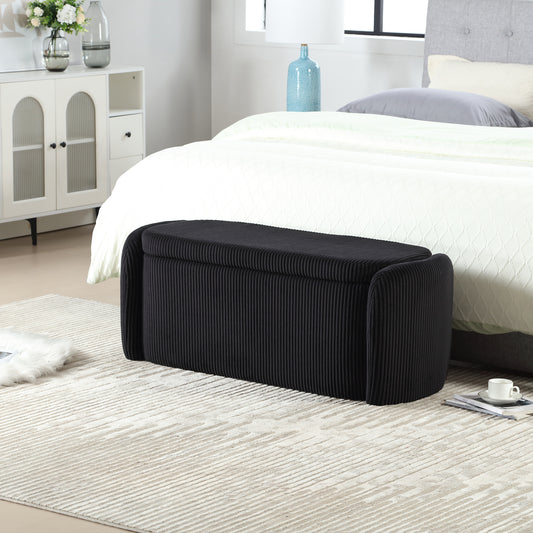 Elvar Bench – Black Upholstered Storage Seat for Bedroom & Entryway