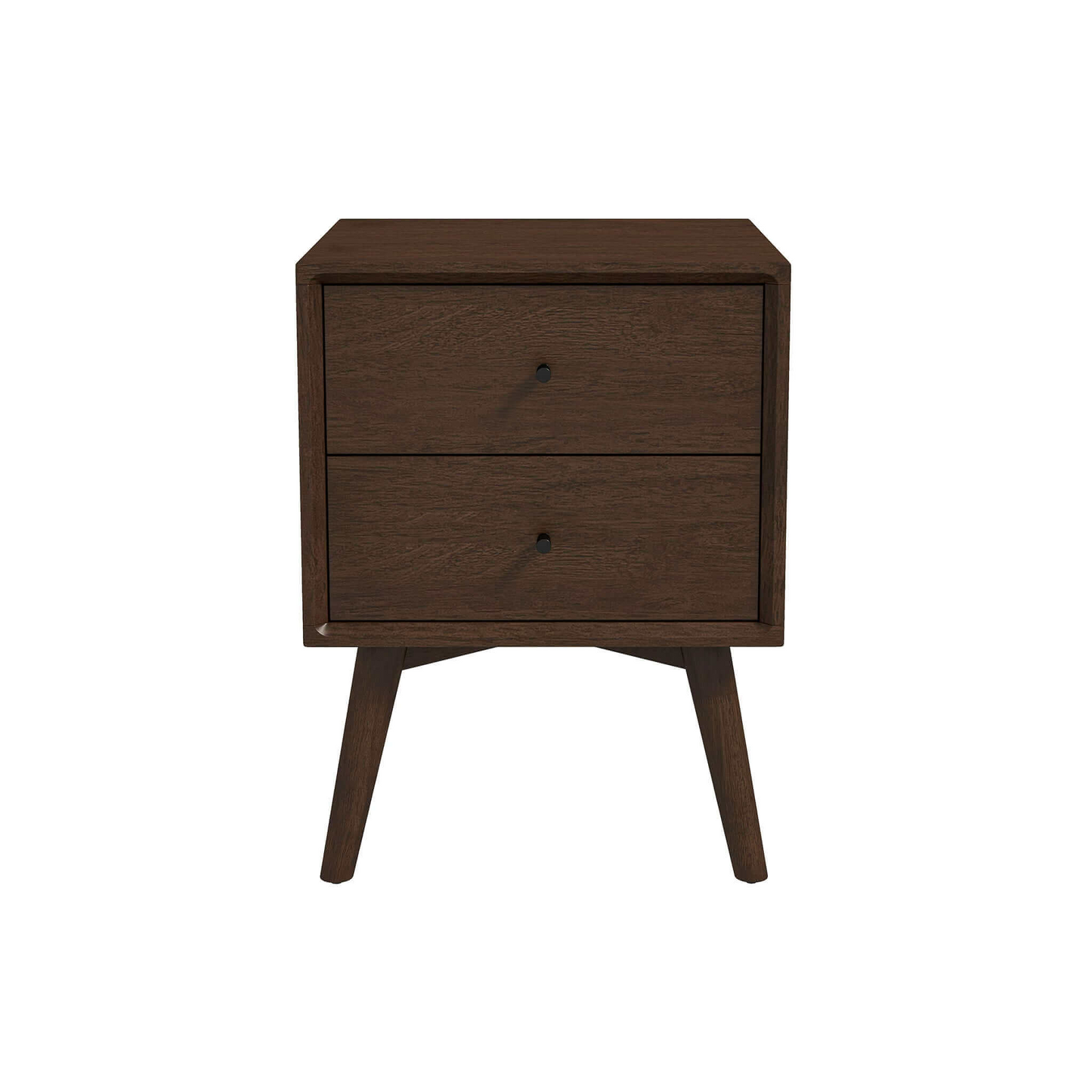 Caroline Chest – Dark Brown 2-Drawer Mid-Century Nightstand (23.6" H)