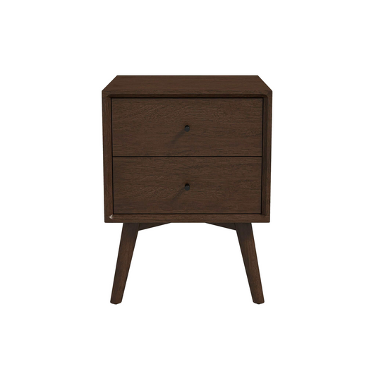Caroline Chest – Dark Brown 2-Drawer Mid-Century Nightstand (23.6" H)