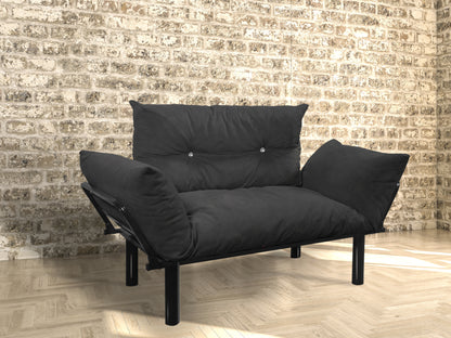 Ada™ Black Loveseat – Sleek Upholstered 2-Seater for Modern Living Spaces