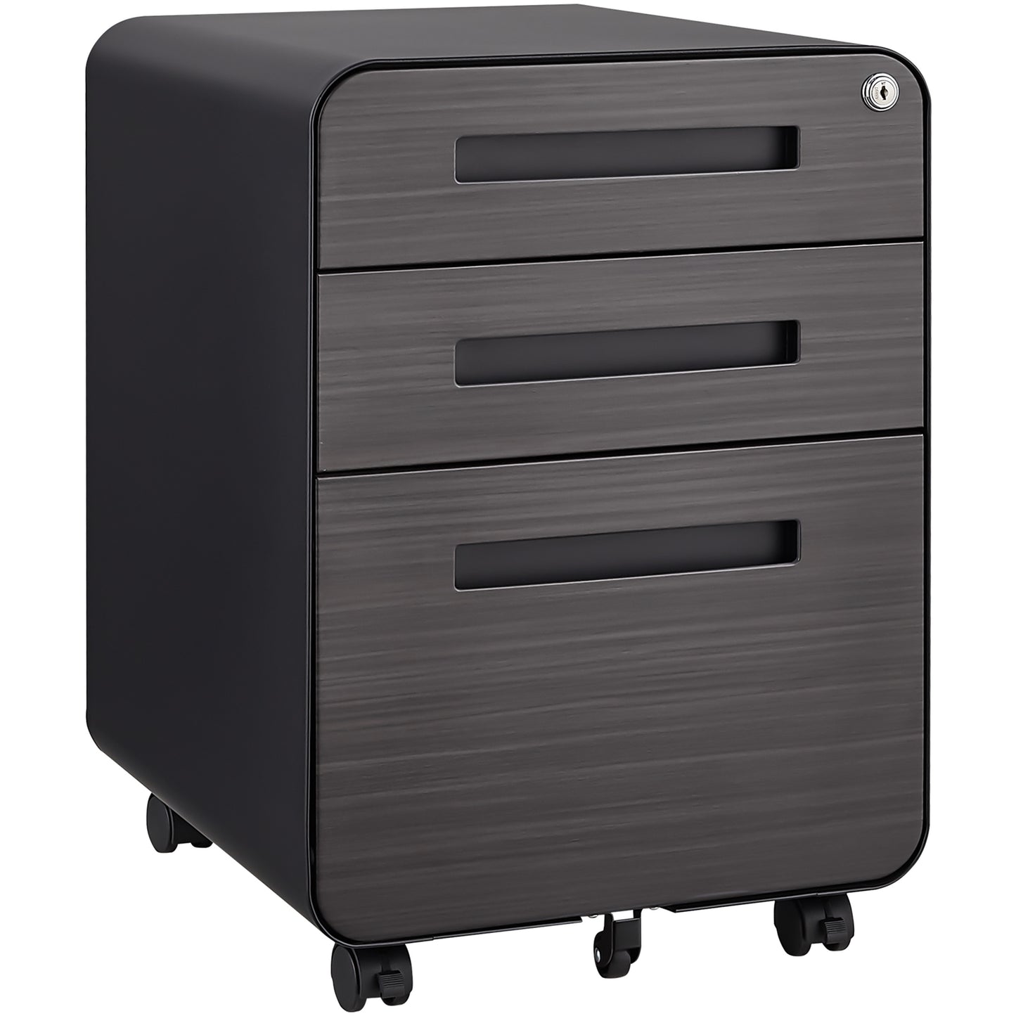 Flexa 3-Drawer File Cabinet – Black Under-Desk Mobile Unit with Anti-Tilt Steel Frame