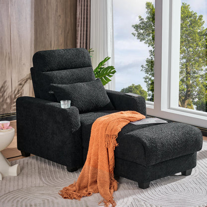 JUSTLIVE ‘Comfina Luxe” Chair – Black | Electric Recliner + Wireless Charger + Lumbar Pillow + Cup Holde