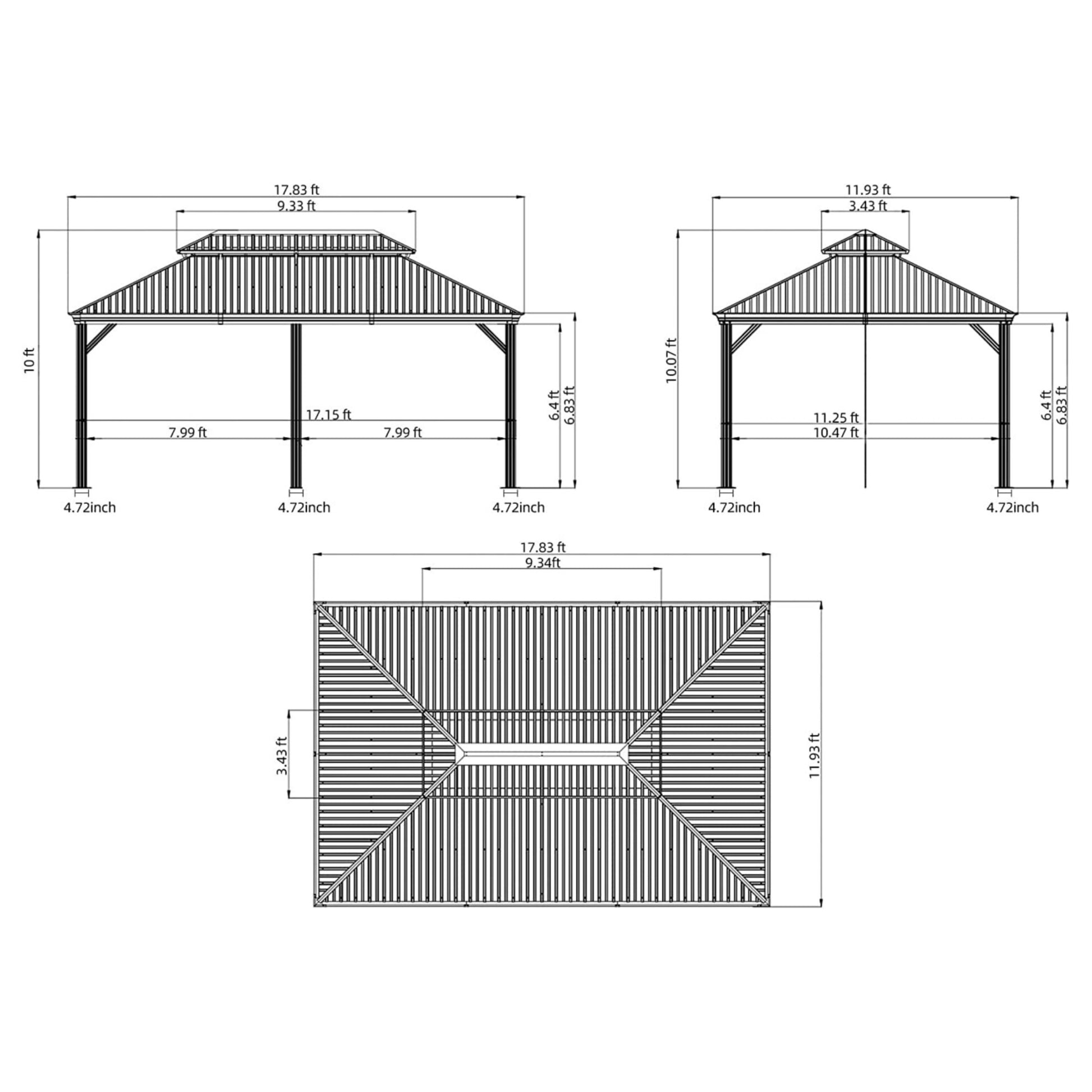 Aurelia 12x18' Hardtop Gazebo – Wood - Look Aluminum Frame with Steel Roof & Curtains - JUSTLIVE NESTJUSTLIVE NEST