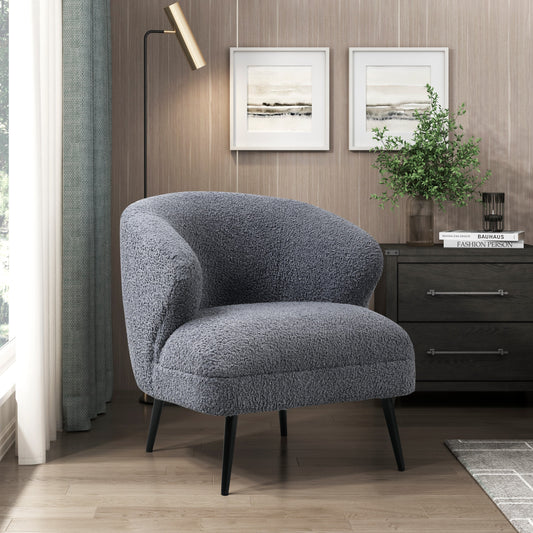 Morvella Chair – Charcoal Bouclé, High-Density Cushion, CozyForm Silhouette
