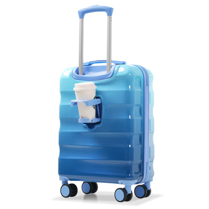 Jetera 2 - Piece Carry - On Set – 20" Glossy Hardshell Suitcase with Cup Holder, Spinner Wheels & TSA Lock - JUSTLIVE NESTJUSTLIVE NEST