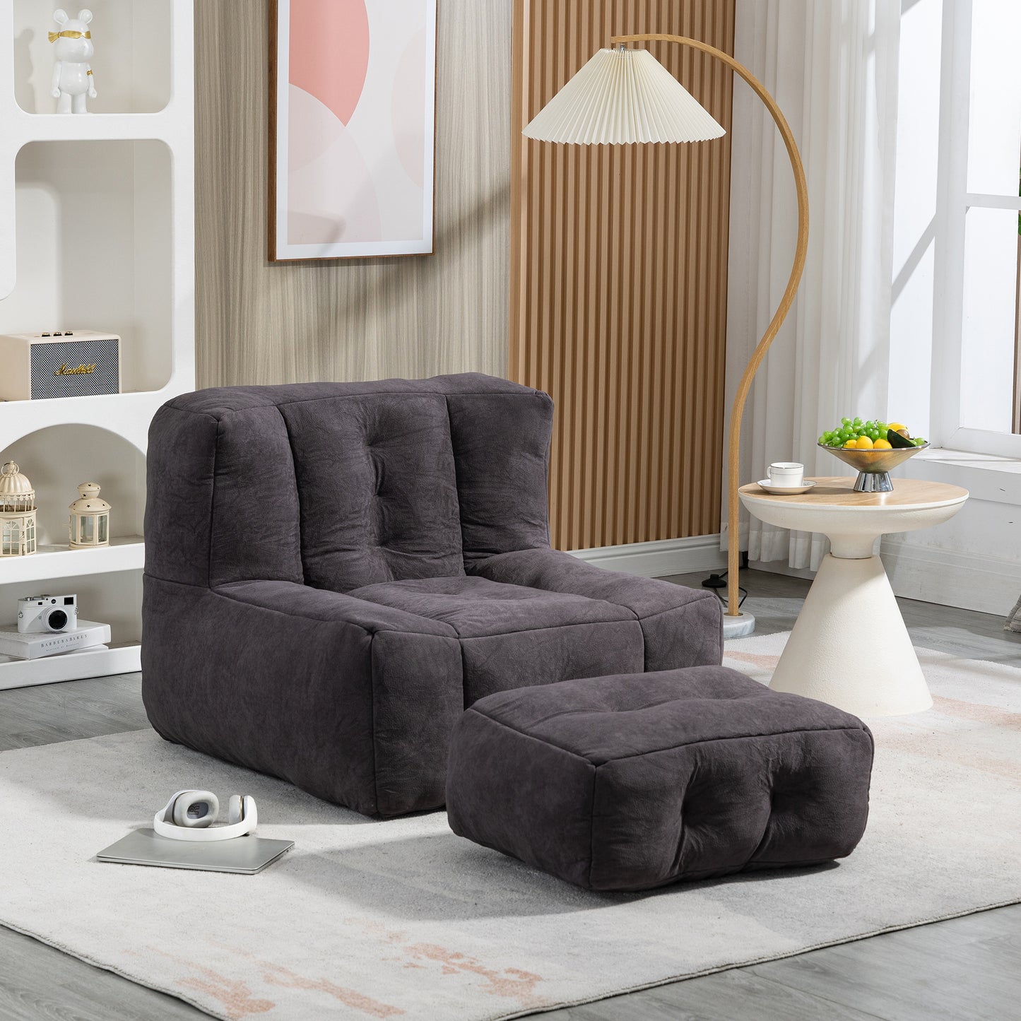 Cloudi Lounge Set – Fluffy Memory Foam Bean Chair with Ottoman (Duplicate confirmed)