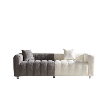 3-Seat Plush Lounge – Modern Bubble Comfort Sofa with Sleek Metal Base & Accent Cushions