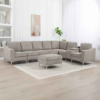 Convertible Comfort Lounge – Plush Storage Sofa with Built-In Features (Gray)