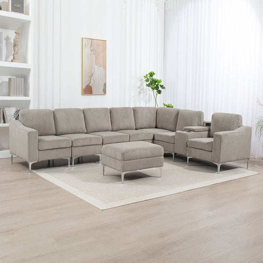 Convertible Comfort Lounge – Plush Storage Sofa with Built-In Features (Gray)
