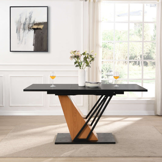 Fenvor Geometric Table – 61.81" Adjustable Rectangle with Dual-Tone MDF and Steel Frame