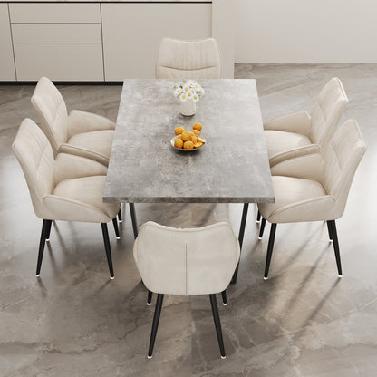 Kavari 6-Piece Dining Set – 63" Rectangular MDF Table with Upholstered Chairs