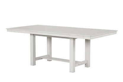 Karnet Dining Table – Rustic White Oak Finish with Trestle Base and Leaf