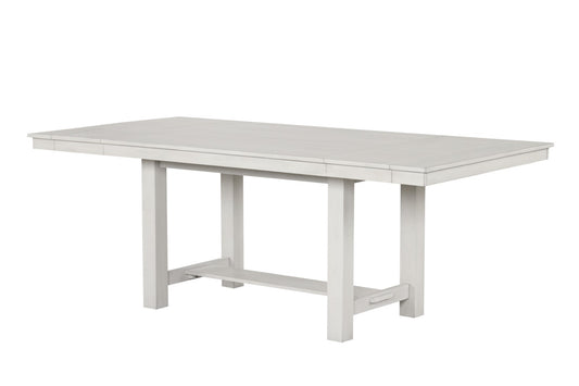 Karnet Dining Table – Rustic White Oak Finish with Trestle Base and Leaf