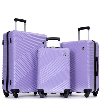 Jetera 3 - Piece Luggage Set – Light Purple PC+ABS Suitcases with Spinner Wheels & Travel Hooks (20/24/28") - JUSTLIVE NESTJUSTLIVE NEST
