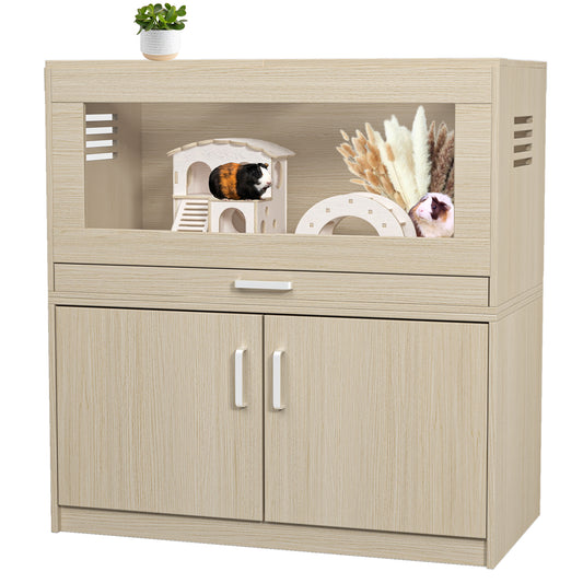Teko XL Habitat – Teak Hamster Cage with Storage & Easy - View Acrylic Panels - JUSTLIVE NESTJUSTLIVE NEST