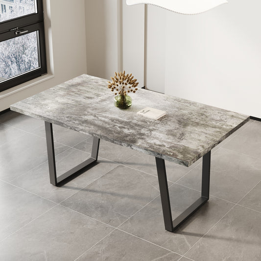 Modren 63'' Dining Table – Rectangular White MDF Tabletop for 6, Clean-Lined Design