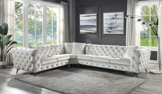 Atronia Lounge – Plush Fabric Sofa with Accent Pillows (Beige)