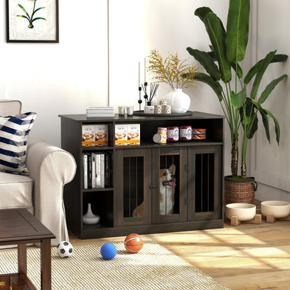 Hollo Dog Crate Table – Brown Dual - Use Pet Crate with Adjustable Shelf & Wide Top Surface (47") - JUSTLIVE NESTJUSTLIVE NEST