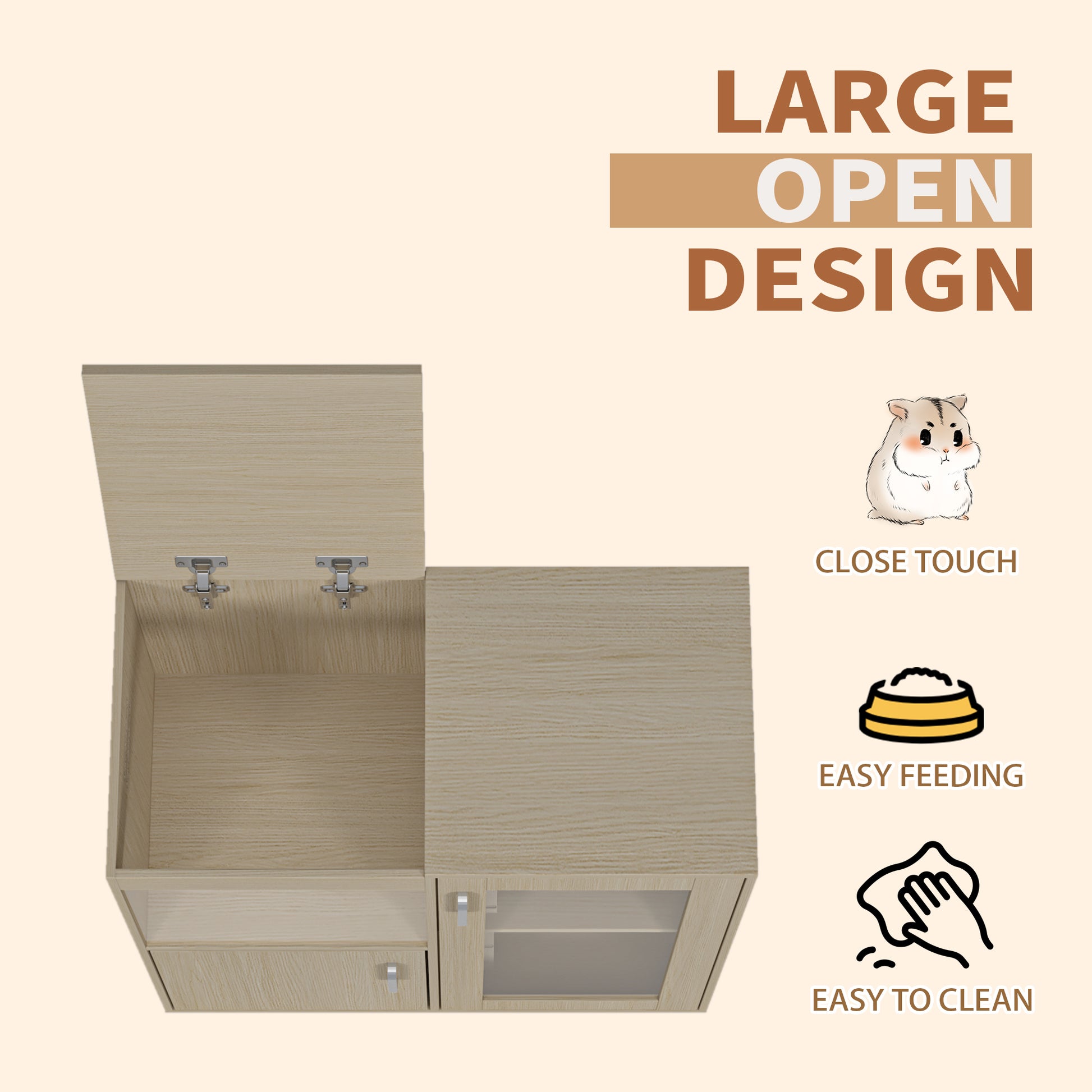 Teko Hamster Habitat Tower – 4 - Tier Teak Enclosure with Acrylic Front & Lower Storage Cabinet - JUSTLIVE NESTJUSTLIVE NEST