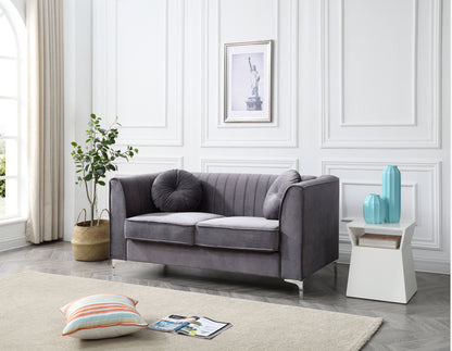 Zenvira™ Gray Upholstered Loveseat – Contemporary 2-Seater Sofa for Chic Urban Spaces