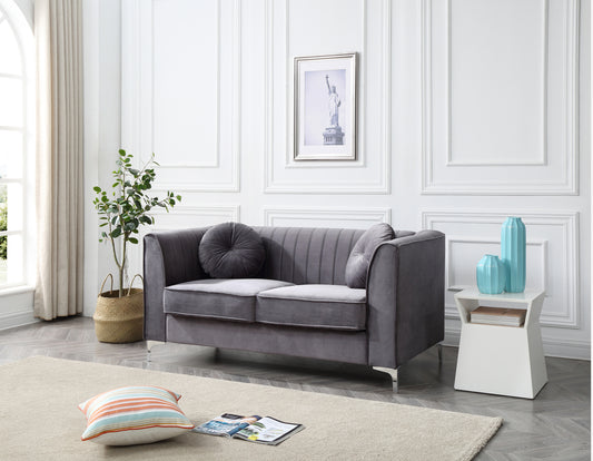 Zenvira™ Gray Upholstered Loveseat – Contemporary 2-Seater Sofa for Chic Urban Spaces