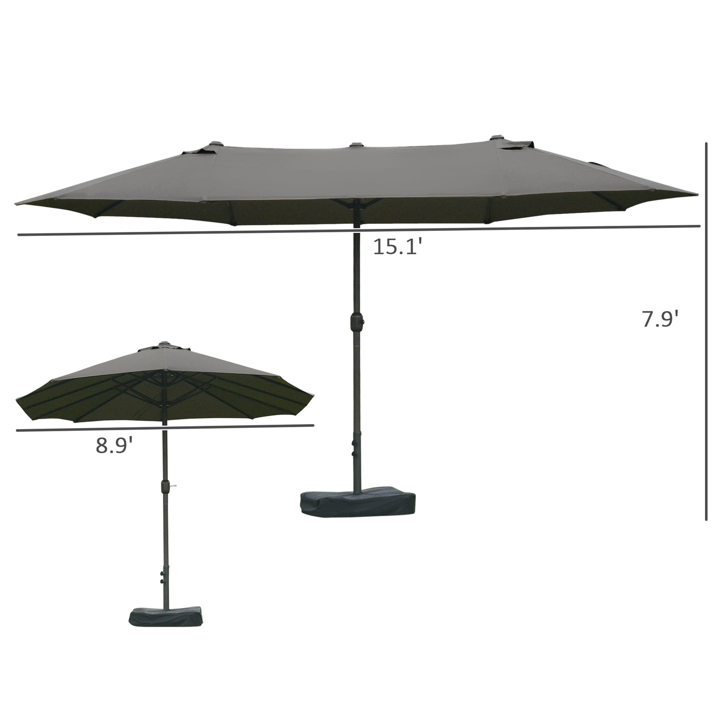 Solair 10' LED Offset Umbrella – Cantilever Patio Shade with Solar Lights, Power Bank & 360° Tilt (Khaki) - JUSTLIVE NESTJUSTLIVE NEST