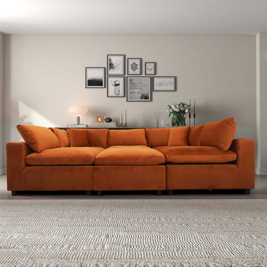 Lounge Ensemble – Burnt Orange Plush Seating Set with Flexible Design