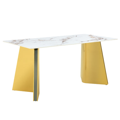 Jadira Dining Table – Cold Jade Top with Gold Butterfly Legs, Modern Luxury Look